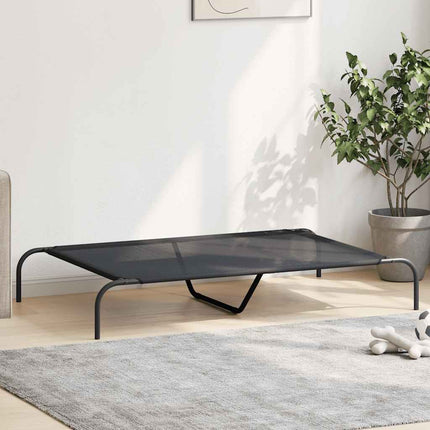 Elevated Dog Bed Black 51.2"x31.5"x7.9" Textilene and Steel