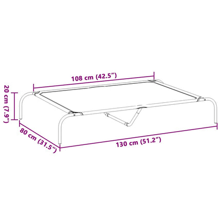 Elevated Dog Bed Black 51.2"x31.5"x7.9" Textilene and Steel