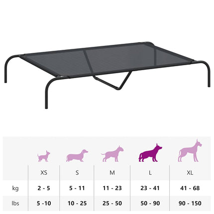 Elevated Dog Bed Black 51.2"x31.5"x7.9" Textilene and Steel