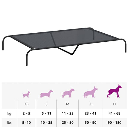 Elevated Dog Bed Black 59.1"x35.4"x7.9" Textilene and Steel