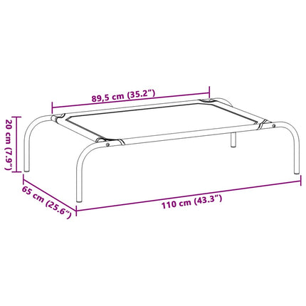 Elevated Dog Bed Black 43.3"x25.6"x7.9" Oxford Fabric and Steel