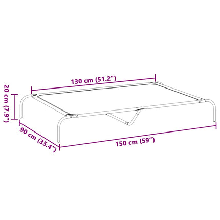 Elevated Dog Bed Black 59.1"x35.4"x7.9" Oxford Fabric and Steel