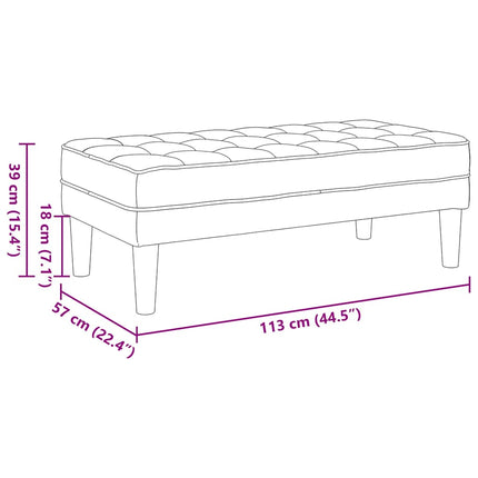 Bench with Cushion Black 44.49 x 22.44 x 15.35 in Fabric