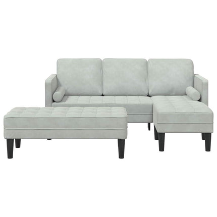 Sofa Set with Cushion 2 pcs Light Grey Polyester