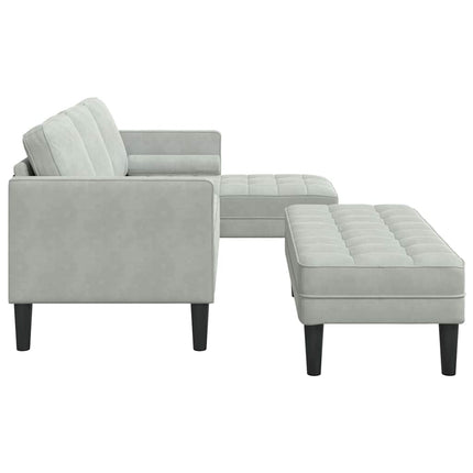 Sofa Set with Cushion 2 pcs Light Grey Polyester