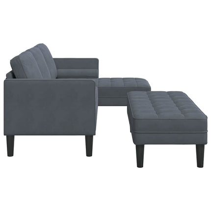 Sofa Set with Cushion 2 pcs Dark Grey Polyester
