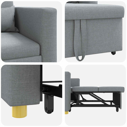 Pull out Sofa Bed Single Light grey 35.43 x 64.96 x 34.25 in