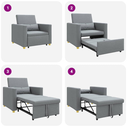 Pull out Sofa Bed Single Light grey 35.43 x 64.96 x 34.25 in