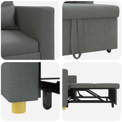 Pull out Sofa Bed Single Dark grey 35.43 x 64.96 x 34.25 in