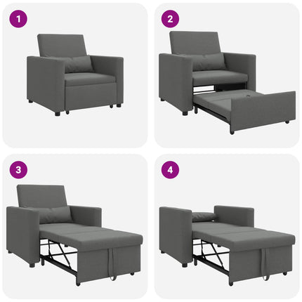 Pull out Sofa Bed Single Dark grey 35.43 x 64.96 x 34.25 in