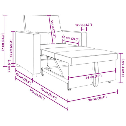 Pull out Sofa Bed Single Dark grey 35.43 x 64.96 x 34.25 in