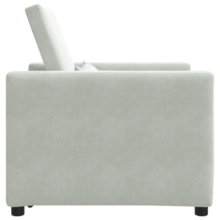 Pull out Sofa Bed Single with Wheels Light grey Velvet