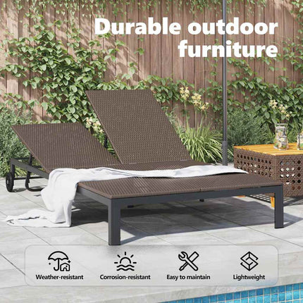 Sunbed Poly Rattan Brown