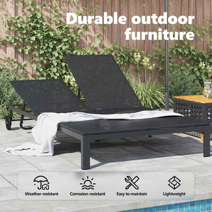 Sunbed Poly Rattan Black