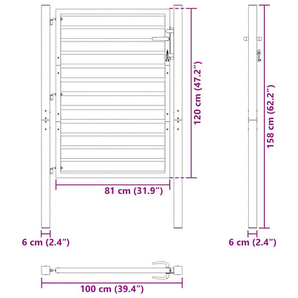 Patio Gate Lockable Black 39.4x47.2" Aluminium