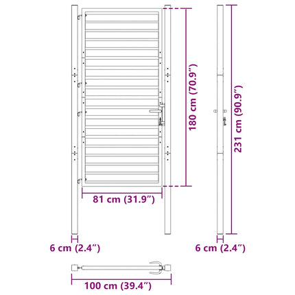 Patio Gate Lockable Black 39.4x70.9" Aluminium