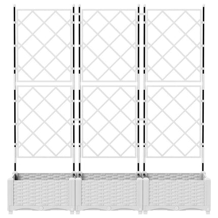 Garden Planter 3 pcs White 47.24 x 15.75 x 49.41 in Plastic