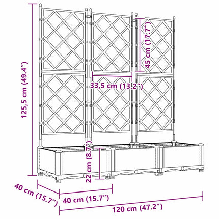 Garden Planter 3 pcs White 47.24 x 15.75 x 49.41 in Plastic