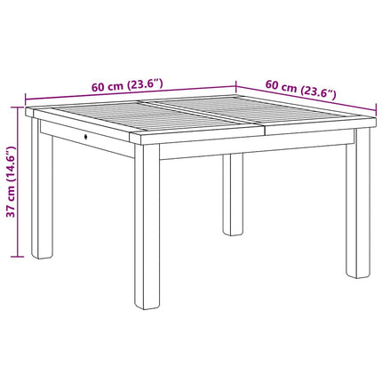 Coffee Table Brown 23.62 x 23.62 x 14.17 in Solid Teak Wood
