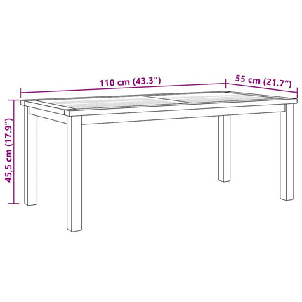 Coffee Table Brown 43.31 x 21.65 x 17.72 in Solid Teak Wood