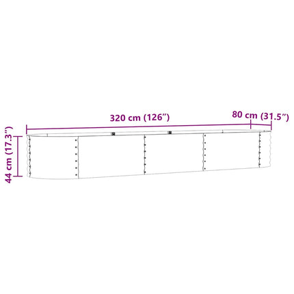 Raised Bed Green 125.98 x 31.50 x 17.32 in Steel
