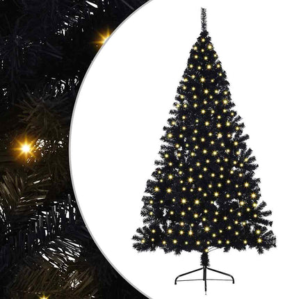 Artificial Pre-lit Christmas Tree Black 94.49 in PVC