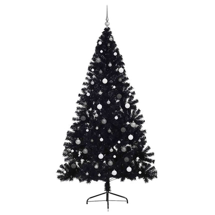 Artificial Pre-lit Christmas Tree with 300 LEDs Black 94.5" PVC