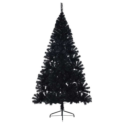 Artificial Pre-lit Christmas Tree with 300 LEDs Black 94.5" PVC