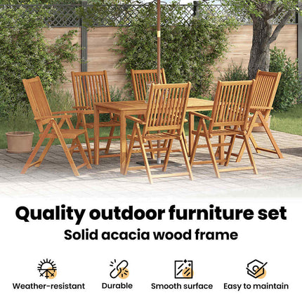 Garden Dining Set Folding 7 pcs Brown Solid Acacia Wood