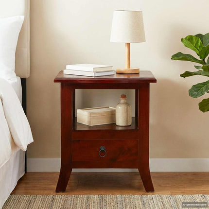 Bedside Cabinet with Drawer Brown 15.75 x 15.75 x 17.91 in