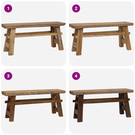 Bench Natural 39.37 x 11.42 x 17.13 in Solid Teak Wood
