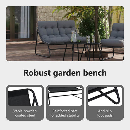 Garden Furniture with Cushion Black 43.31 x 31.89 x 27.95 in