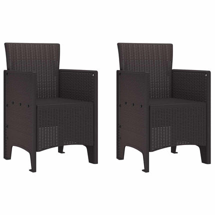 Garden Chair 2 pcs Brown 20.87 x 19.29 x 33.46 in Polypropylene