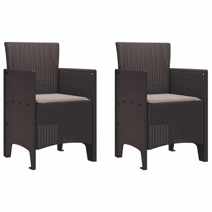Garden Chair 2 pcs Brown 20.87 x 19.29 x 33.46 in Polypropylene