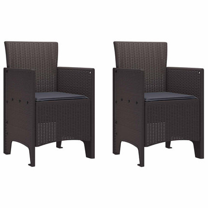 Garden Chair 2 pcs Brown 20.87 x 19.29 x 33.46 in Polypropylene