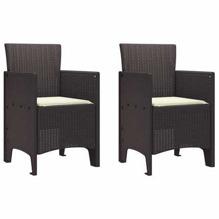 Garden Chair 2 pcs Brown 20.87 x 19.29 x 33.46 in Polypropylene