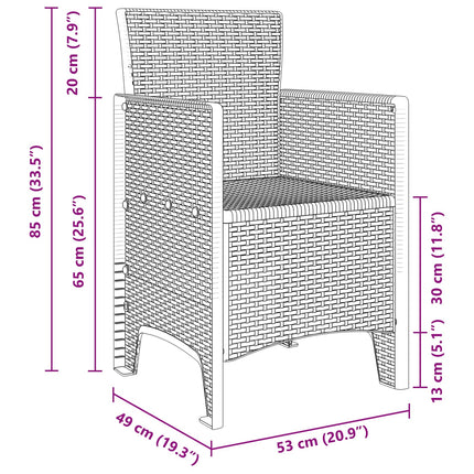 Garden Chair 2 pcs White 20.87 x 19.29 x 33.46 in Polypropylene