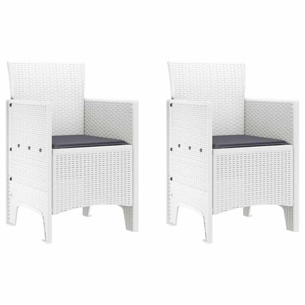 Garden Chair 2 pcs White 20.87 x 19.29 x 33.46 in Polypropylene