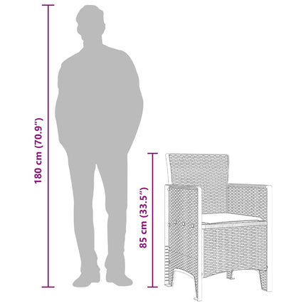 Garden Chair 4 pcs Brown 20.87 x 19.29 x 33.46 in Polypropylene