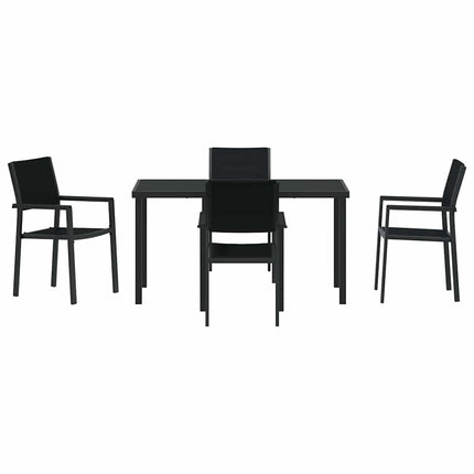 Garden Dining Set 5 pcs Black Powder-Coated Steel