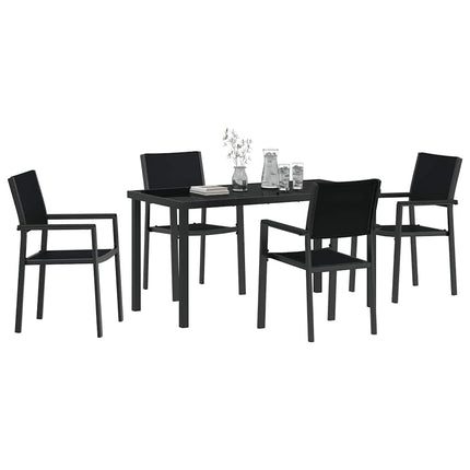 Garden Dining Set 5 pcs Black Powder-Coated Steel
