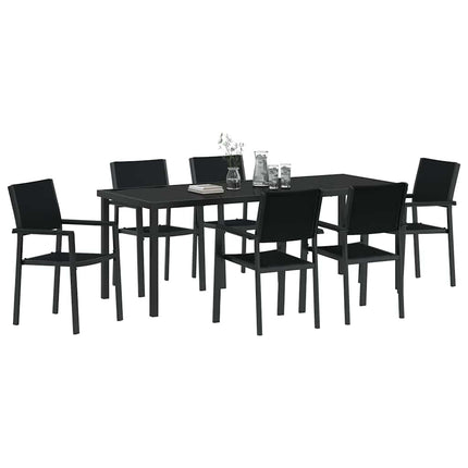 Garden Dining Set 7 pcs Black Powder-Coated Steel