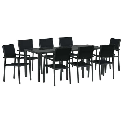 Garden Dining Set 9 pcs Black Powder-Coated Steel