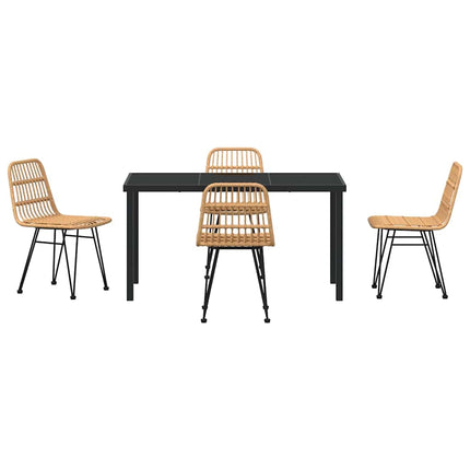 Garden Dining Set 5 pcs Brown Powder-Coated Steel