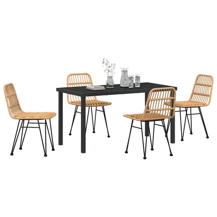 Garden Dining Set 5 pcs Brown Powder-Coated Steel