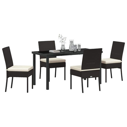 Garden Dining Set 5 pcs Black Powder-Coated Steel