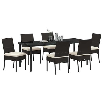 Garden Dining Set 7 pcs Black Powder-Coated Steel