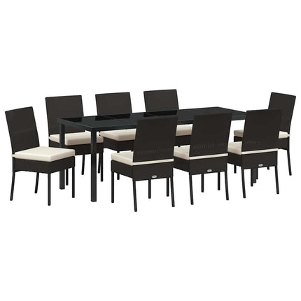Garden Dining Set 9 pcs Black Powder-Coated Steel