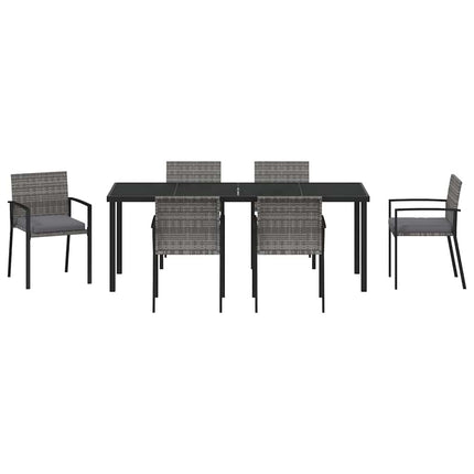 Garden Dining Set 6 pcs Grey Powder-Coated Steel