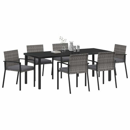 Garden Dining Set 6 pcs Grey Powder-Coated Steel